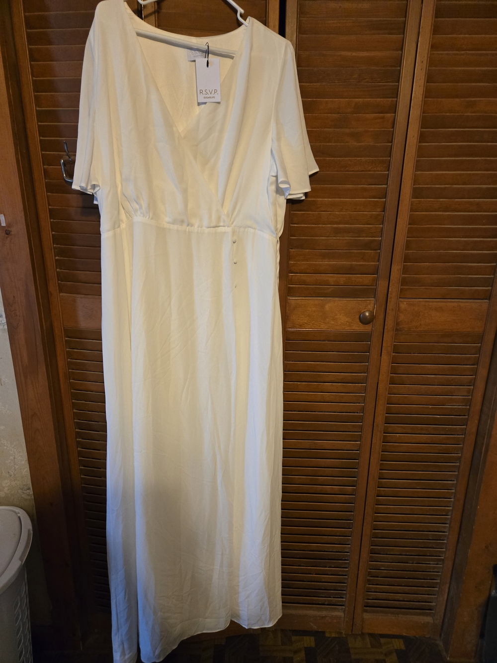 Sugarlips RSVP White Maxi Dress with V-Neck